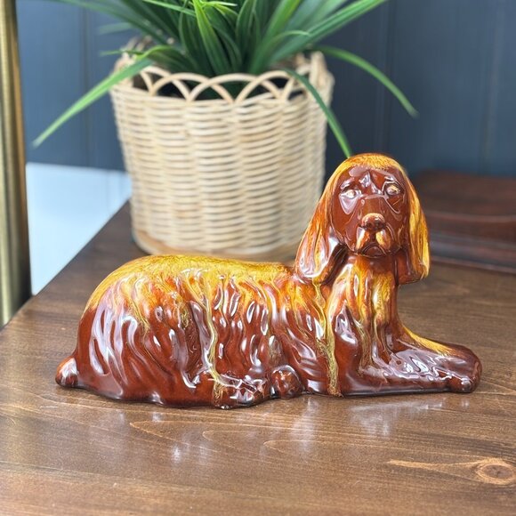 Vintage Blue Mountain Pottery Dog Figurine Ceramic Spaniel Gift for Dog Lover - Picture 1 of 14